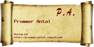 Prommer Antal névjegykártya
